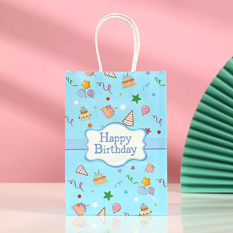 Happy Birthday Paper Bags Light Blue